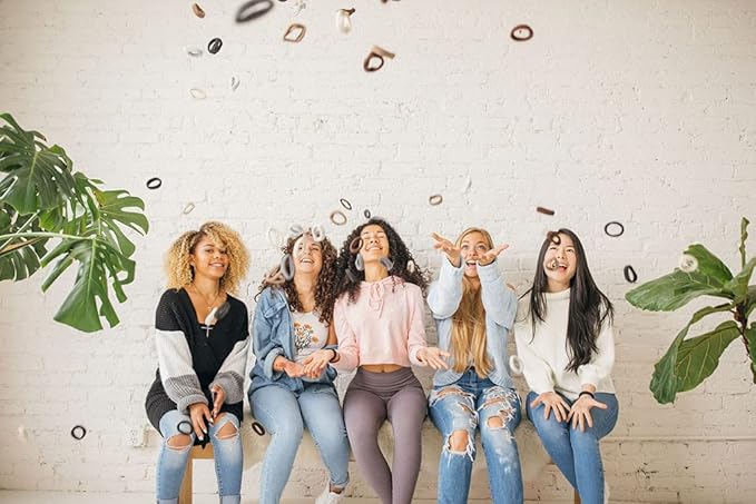 Burlybands Large Hair Ties for Thick, Heavy or Curly Hair - Non-Slip, Non-Damage, Seamless Women's Ponytail Scrunchies - Lt Brown, 8 Pcs