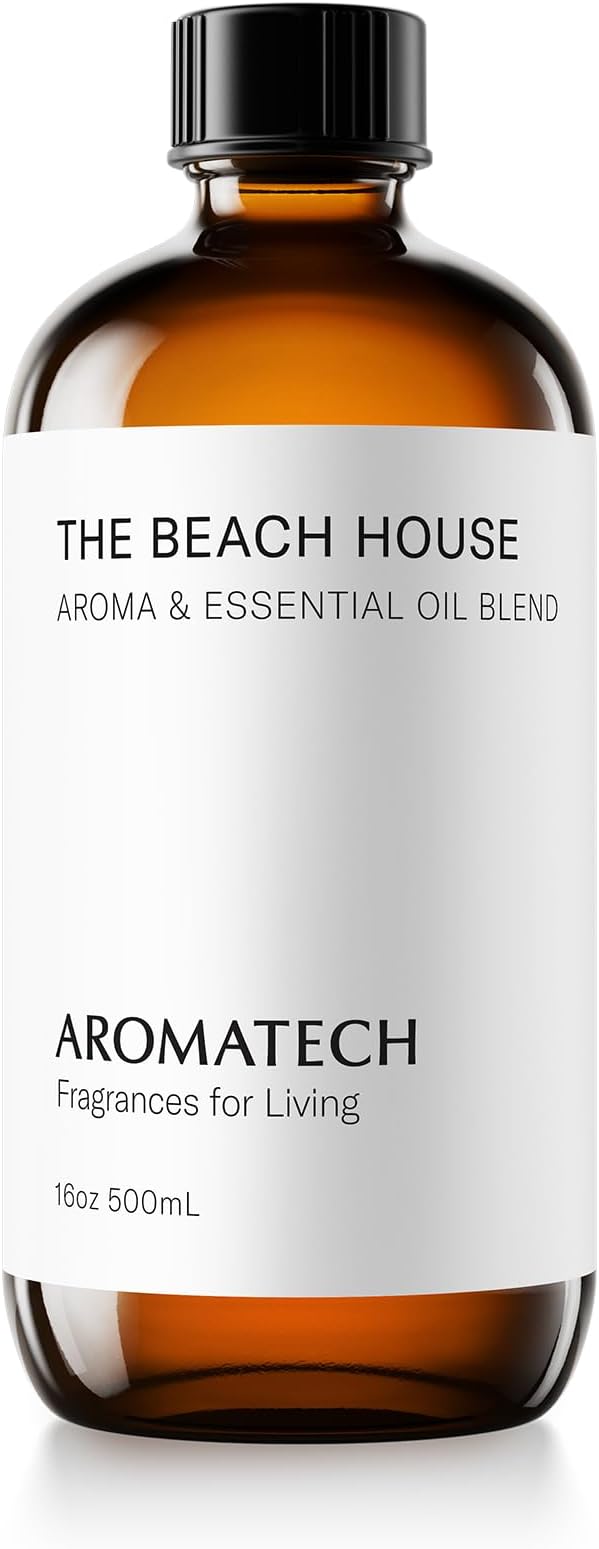 AromaTech The Beach House Aroma Essential Oil Blend: Luxury Hotel Inspired Aromatherapy with Bergamot, Coconut Milk & Sandalwood for Ultrasonic Diffusers & Nebulizers - 16 fl oz, 500 mL