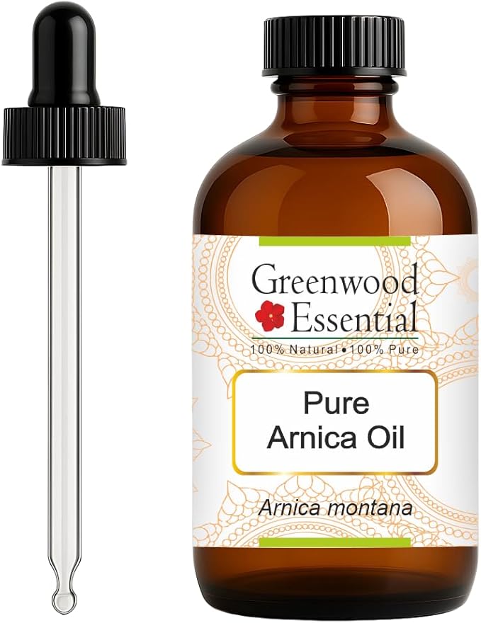 Greenwood Essential Pure Arnica Oil (Arnica Montana) with Glass Dropper 120ml (4 oz)