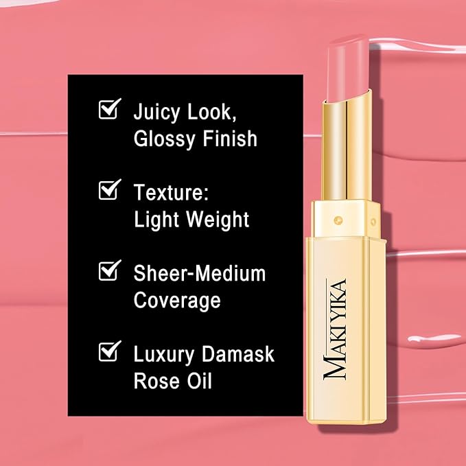 Moisture Nude Pink Lipstick for Women Hydrate Tinted Lip Balm for Dry Cracked Lips Glossy Nude Lip Color Juicy Finish, MA073 Bare Soul
