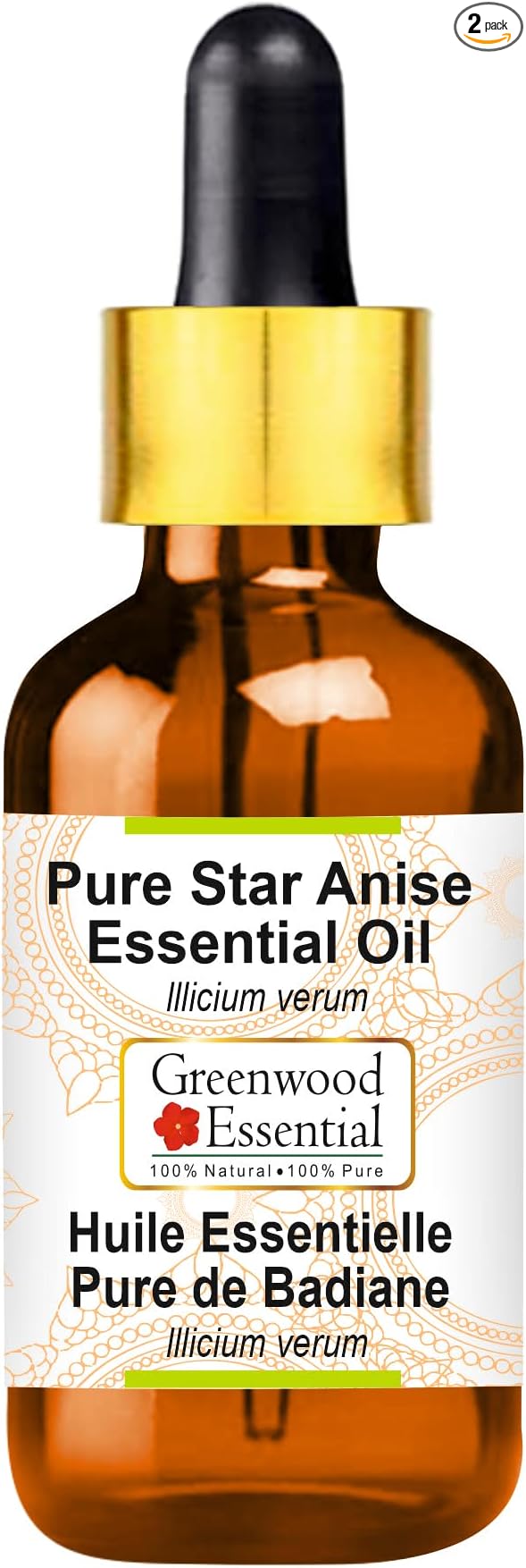 Greenwood Essential Pure Star Anise Essential Oil (lllicium verum) with Glass Dropper 15ml (0.50 oz)
