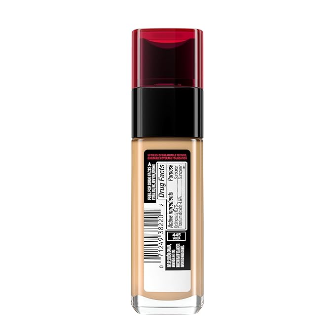 L'Oreal Paris Makeup Infallible Up to 32 Hour Fresh Wear Lightweight Foundation, 445 Vanilla, 1 Fl Oz, Packaging May Vary