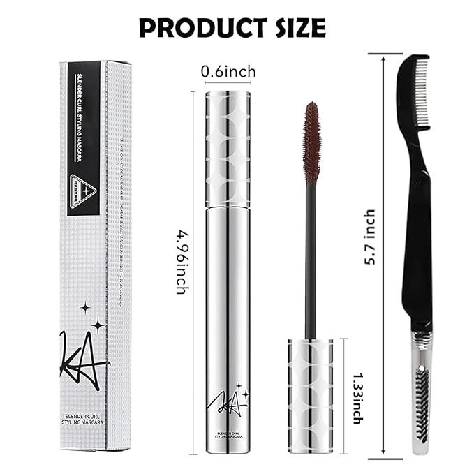 2Pack Brown Mascara for Women, Prime Waterproof Volume and Length for Hypoallergenic Máscara with Long Lasting, Hypoallergenic, Lightweight for Sensitive Eyes-02