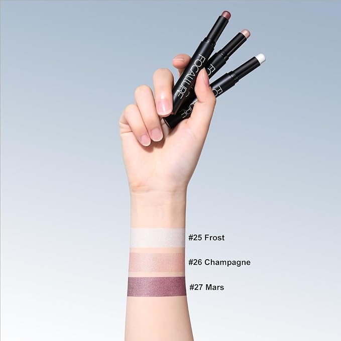 FOCALLURE 3 Pcs 2 in 1 Eyeshadow and Eyeliner Pen, Shimmer Eye Shadow Pencil, High Pigmented Eyeshadow, Highlighter Eye Liner, Multi-Dimensional eyes Look, FA38-11116-123