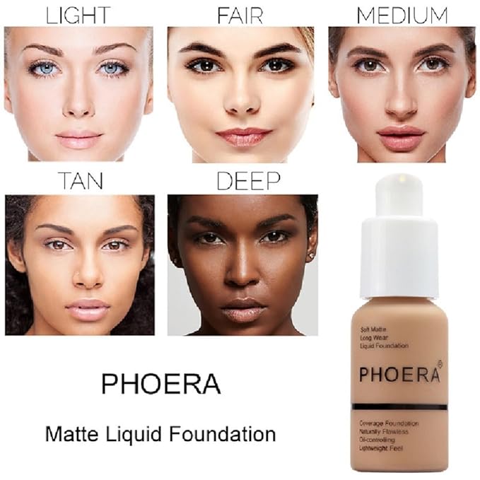 PHOERA Foundation,Full Coverage Flawless Soft Matte 24 HR Oil Control Waterproof Concealer Makeup. (1 Pcs-104- Buff Beige)