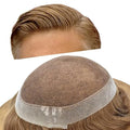 FACE MIRACLE Toupee for Men Lace Center Mens Toupee Hairpiece for Man Human Hair Replacement System Lace Center with Poly around Hair Units Mens Wig Hair Prosthesis 6"X8" 17#DARK ASH BLONDE