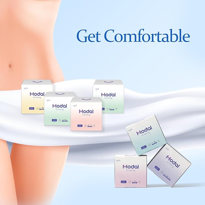 MODAL Heavy Flow Pads for Women Overnight, Unscented Sanitary Pads for Period with Wings, 14.1 Inch(360 mm), Overnight, 10 Count