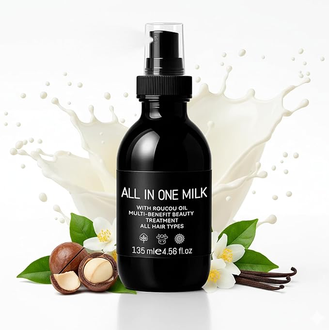 Hair Milk Spray, Nourishes Hair Detangler Conditioner, Repairs Dry, Damage & Split Brittle Strands, All in One Leave-In Mist for All Hair Types, Cruelty Free Refreshing Formula, 4.56 Fl Oz