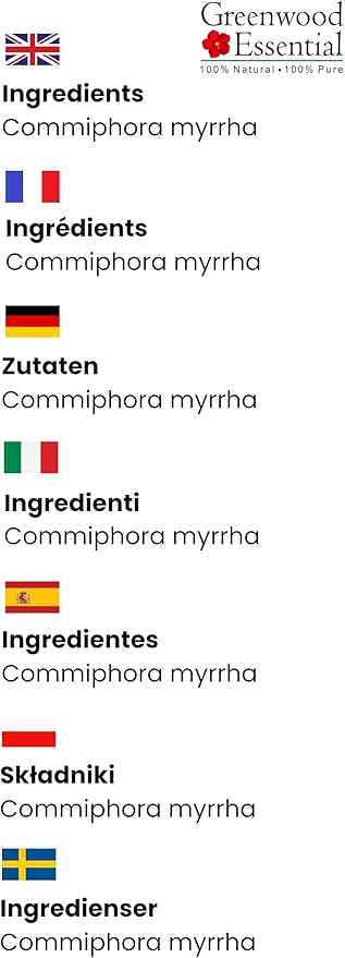 Greenwood Essential Pure Myrrh Essential Oil (Commiphora myrrha) with Glass Dropper 15ml (0.50 oz)