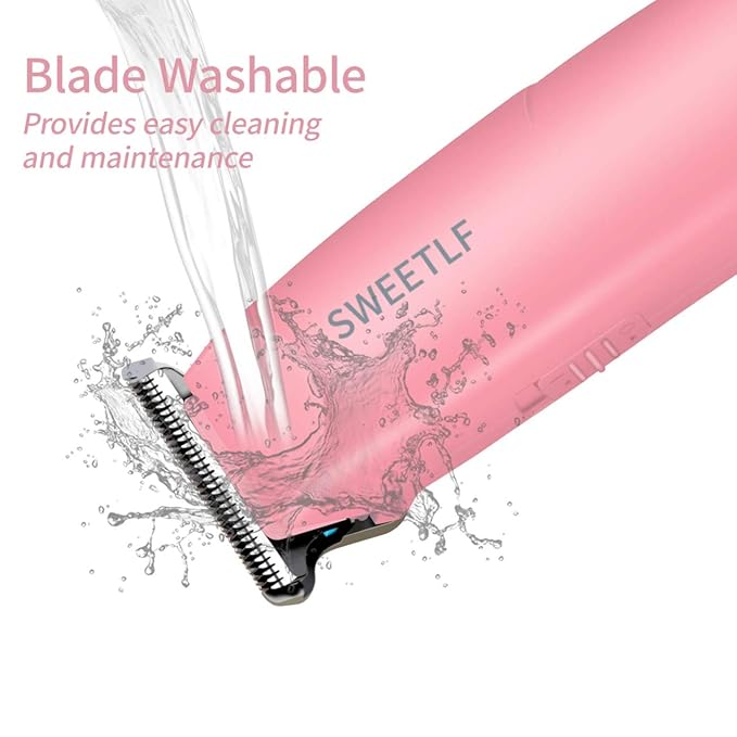 SweetLF Hair Clippers, Silent Cordless Hair Trimmer, Mini Hair Cutting Kit with 3 Guide Combs, USB Rechargeable, Portable, Pink