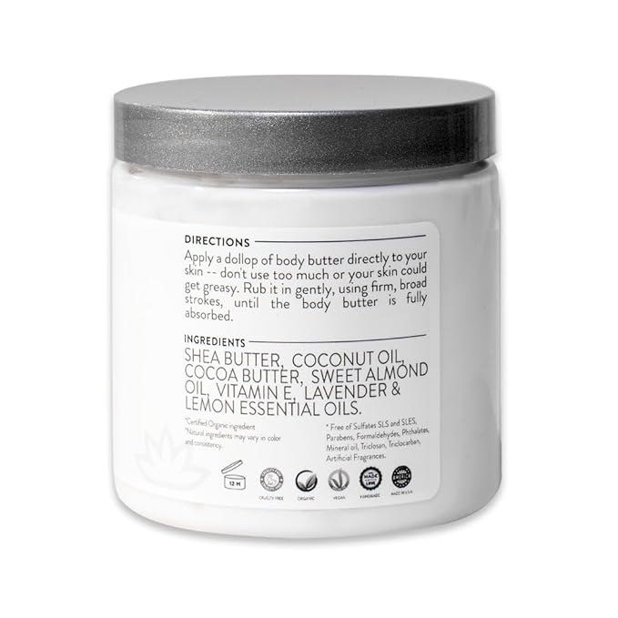 GLIMMER GODDESS Organic Body Butter - 8oz (Evening Snow)