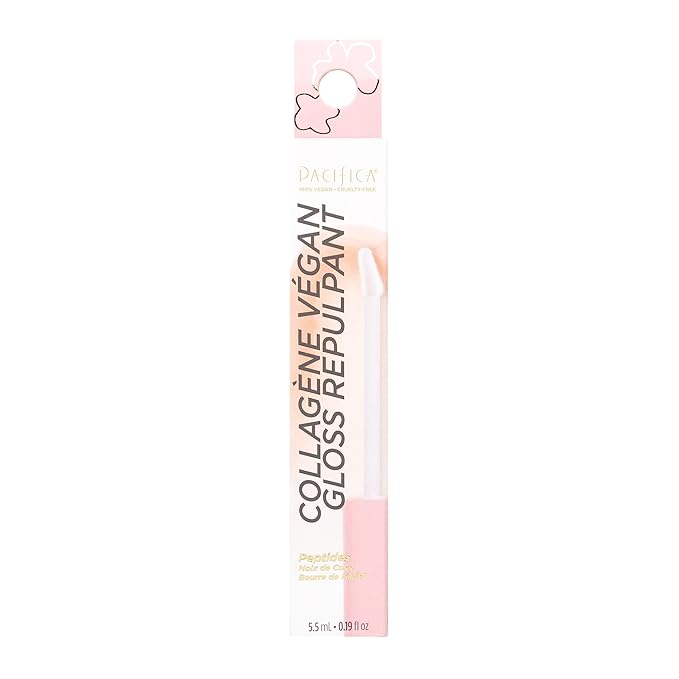 Pacifica Vegan Collagen Lip Plumping Gloss – Hydrating Lip Plumper with Peptides, Coconut & Vitamin E, High Shine Non-Sticky, Clean Vegan, 0.22 fl oz