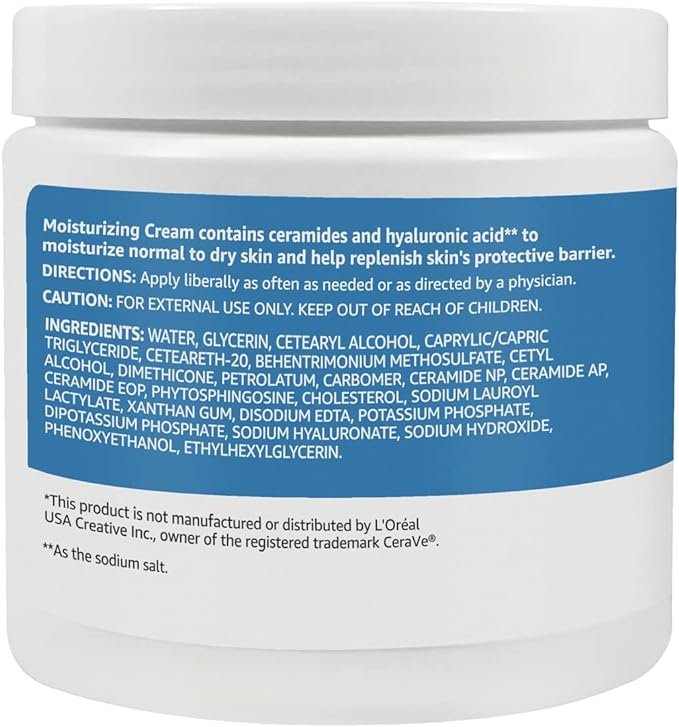 Amazon Basics Moisturizer Cream for Face, Dry Skin, Hydrating, 16 Ounces, 1-Pack