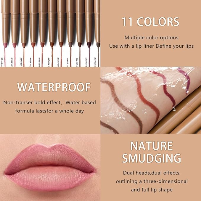 SUAKE Plump Matt Lipstick Lipliner Pencil Pack,Waterproof Crayon with Silicone Smudger for Define Contours & Sculpting Lip, Longwear Moisture Smooth Creamy Formula for Lip Makeup-10 Deep Purple