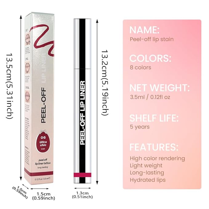 2Pcs Delicate Pink & Pinkish Red Liquid Matte Lip Liner Stain Peel Off with Tweezer, Long Lasting Waterproof Matte Lipstick Lip Gloss Tattoo for Women, Transfer-prof Lip Tint Makeup for All Skin Types