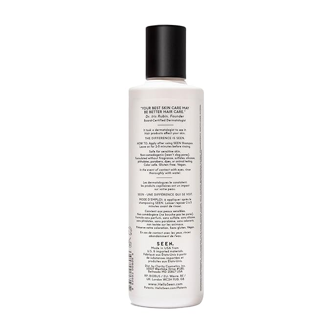 SEEN Conditioner, Fragrance Free - Non-Comedogenic & Sulfate-Free Hair Conditioner- Dermatologist-Developed - Safe for Sensitive, Eczema & Acne Prone Skin