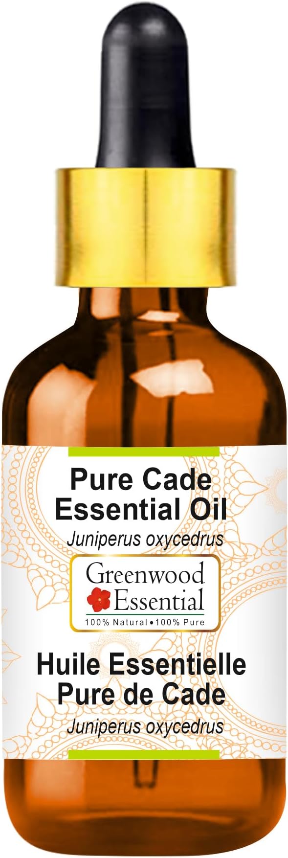 Greenwood Essential Pure Cade Essential Oil (Juniperus oxycedrus) Steam Distilled with Glass Dropper 100ml (3.38 oz)