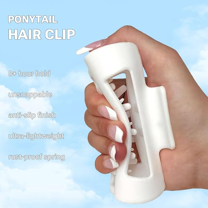 Silicone Hair Clips, Cloud Hair Pins for Women, 3.9 inch Soft Hair Claw Clip for Thick/Fine/Thin/Curly Hairstyle, White 3 Pack