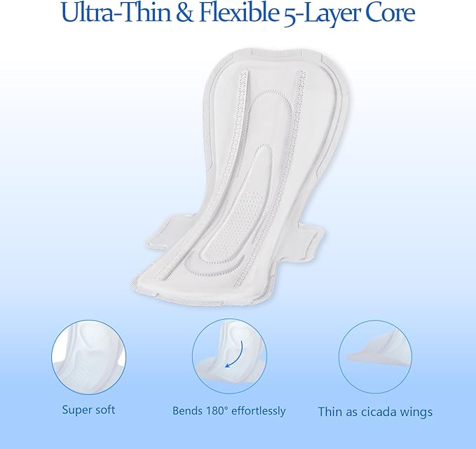 MODAL Heavy Flow Pads for Women Overnight, Unscented Sanitary Pads for Period with Wings, 14.1 Inch(360 mm), Overnight, 10 Count