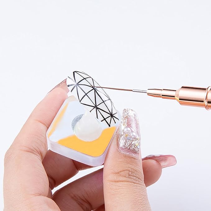 WOKOTO 5 Pcs Pink Nail Art Liner Brushes Painting Detail Nail Brushes For Nail Art Tools Set Nail Dotting Drawing Tool For Long Lines Thin Details Fine Drawing Sizes 4/8/12/20/25mm Thin Nail Brush