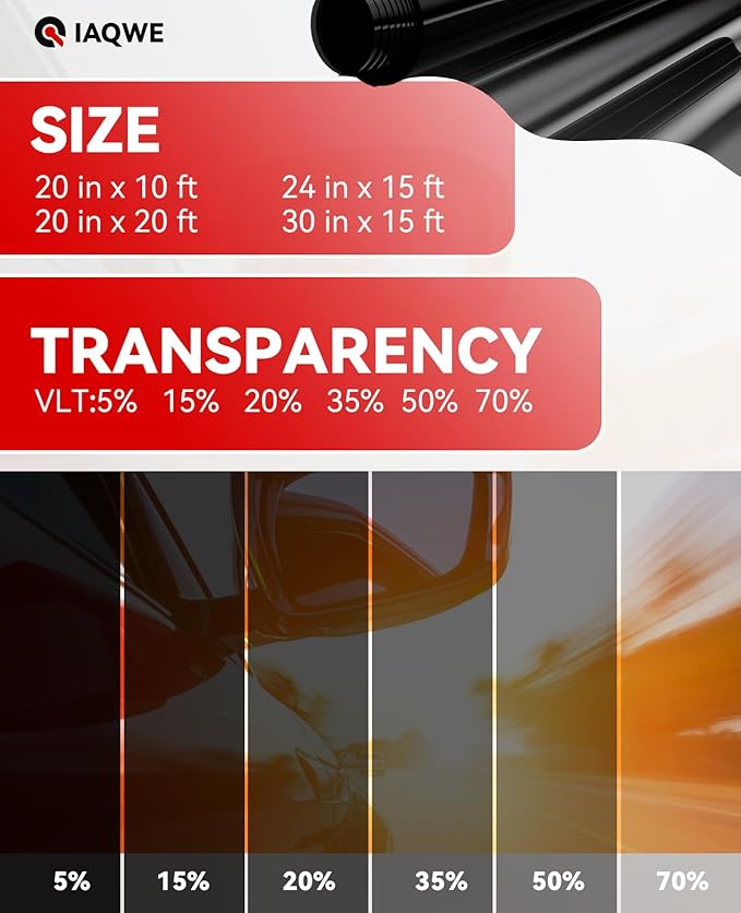 Car Window Tint 20" in x 10'Ft with 35% VLT, Nano Ceramic Window Tint Film for Car, UV&IR Protection Heat Insulation Anti-Explosion Scratch Resistant