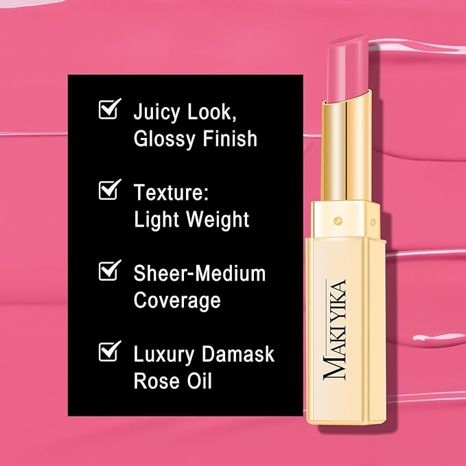 3Pc Moisture Lipsticks for Women Brown Nude Pink Lipstick Hydrate Tinted Lip Balm for Dry Cracked Lips Glossy Lip Color, MA55/58/62