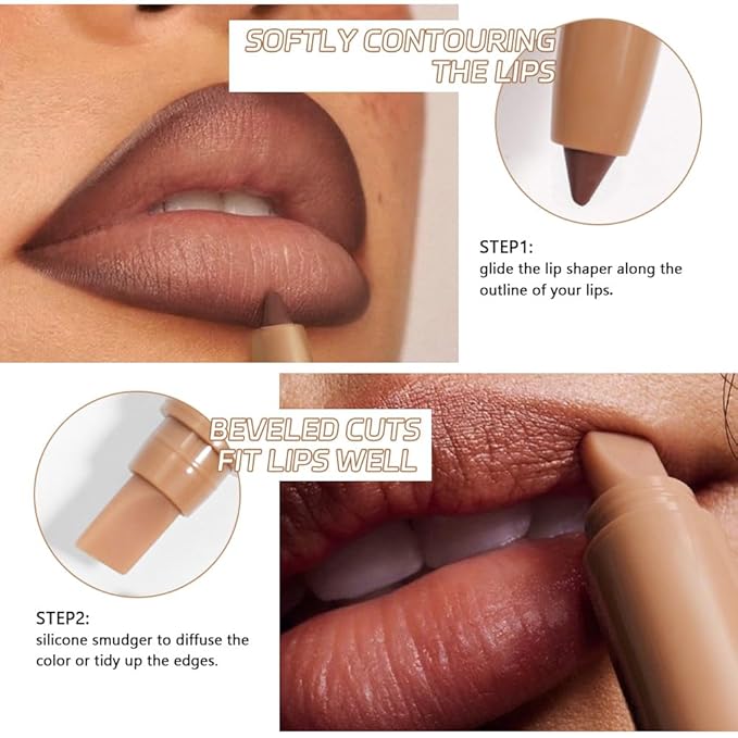 Fire Brick Red Matte Lip Liner Pencil, Plump Lip Liners Long-Lasting Creamy Formula, With Silicone Smudger for Define Contours & Sculpting Lip, Waterproof Non-Staining Crayon Lip Liner 04#
