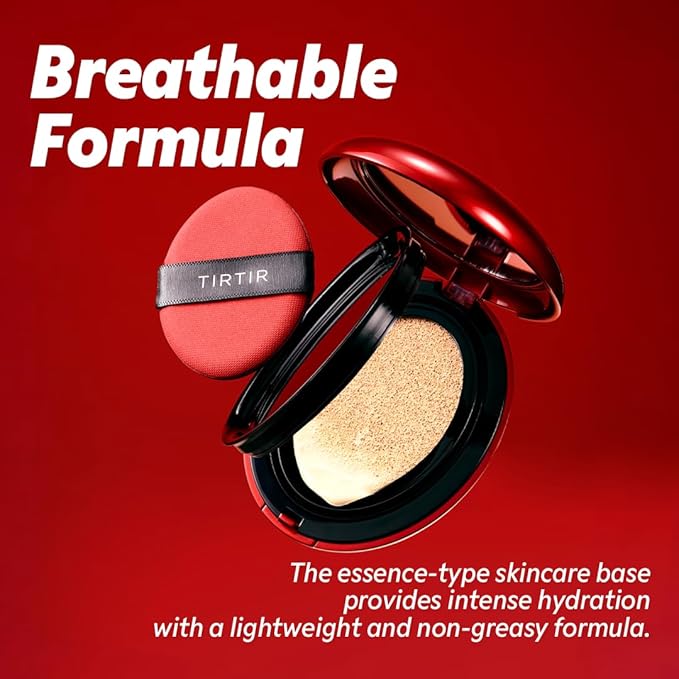 [*Mini Size*] TIRTIR Mask Fit Red Cushion Foundation | Full coverage, Weightless, Skin fit, Satin Glow Finish, Korean Makeup, beauty, Tattoo cover up, Buildable (#27C Cool Beige, 0.15 Fl Oz)