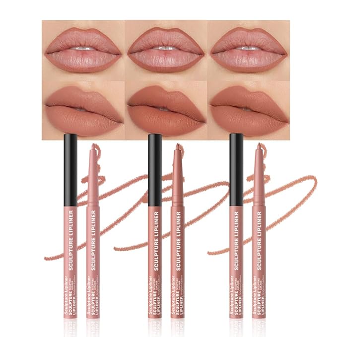 12 Colors Matte Lip Liner Pencil – Long Lasting Waterproof Lip Liner, Smudge Proof Transfer Proof Lip Pencil, High Pigment Lip Makeup for Defining & Filling Lips (A1-set:01+02+08, 3PCS)