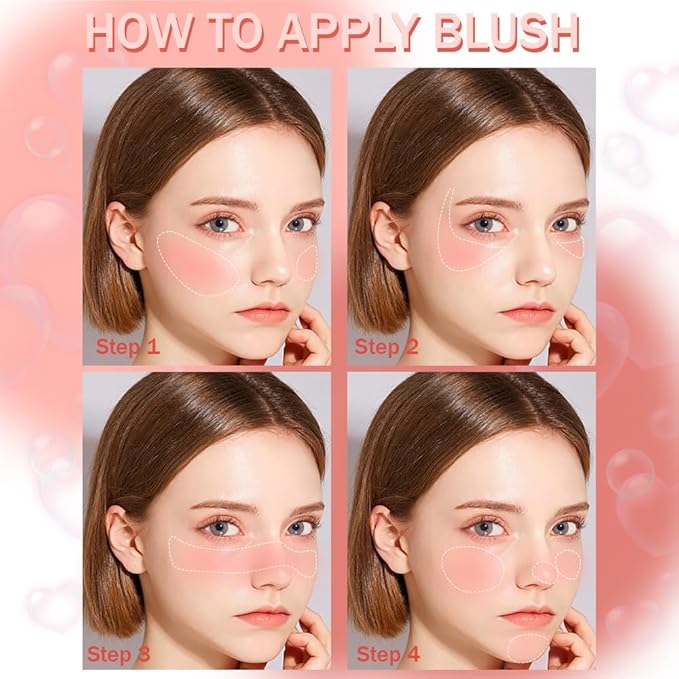 Blush for Cheeks Makeup Palette, Natural Matte Cream Powder Single Blushes for Eye and Cheek, Buildable Long-Lasting Color, Vegan & Cruelty-Free, Everyday Makeup Look for Women, #03-Orange Pink