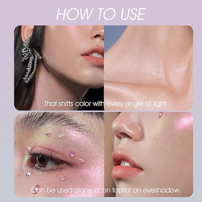 Jolilab Metallic Liquid Chameleon Eyeshadow, Multi-Dimensional Eye Looks, Long-lasting Holographic Glitter Multichrome Eyeshadows Makeup (#Wonder+#GX006)