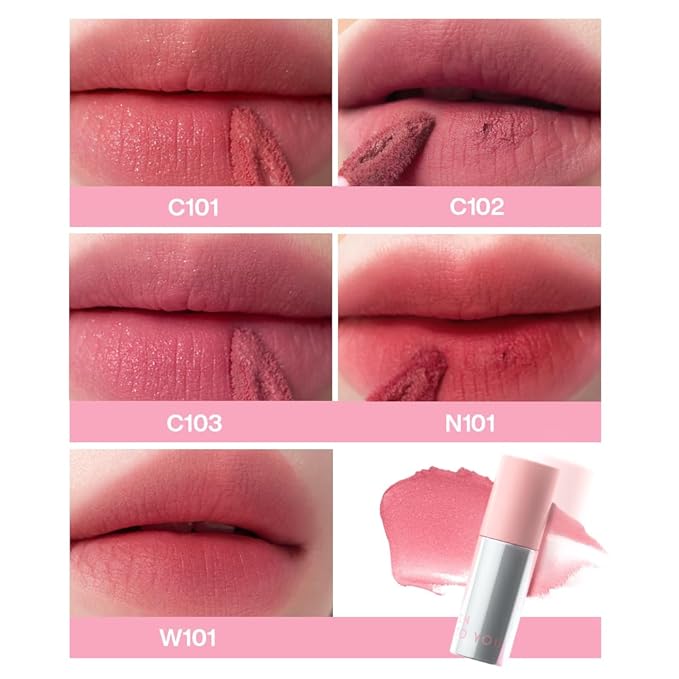 INTO YOU Airy Moisture Lipstick for Women, Long Lasting Matte Finish Lip Mud, High Pigment Color Lip Makeup, Hydrating Lightweight Mousse Texture for Women, N101 Hawthorn Bloom