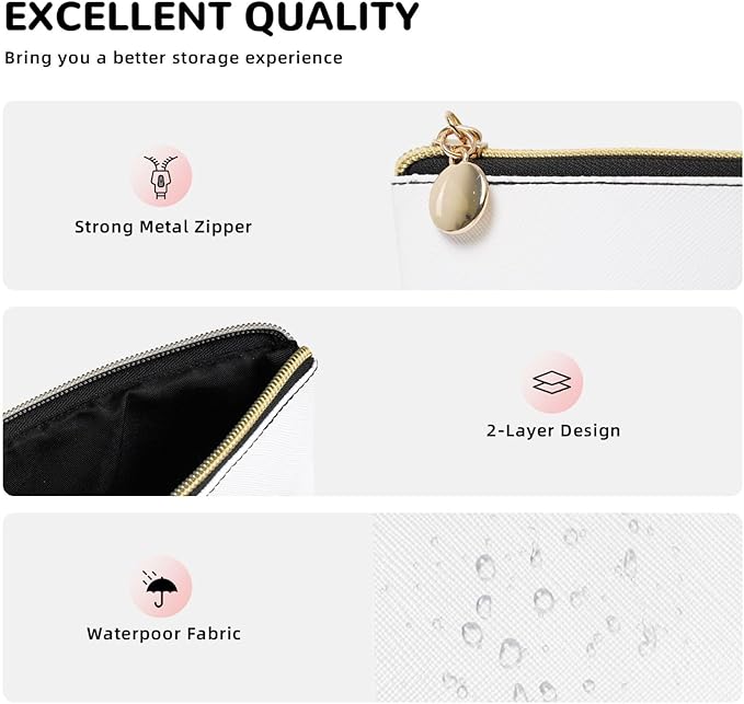 Mushrooms Small Makeup Bag for Women - Leather Travel Cosmetic Bag Make Up Pouch Mini Travel Zipper Pouch - Makeup Organizer Bag