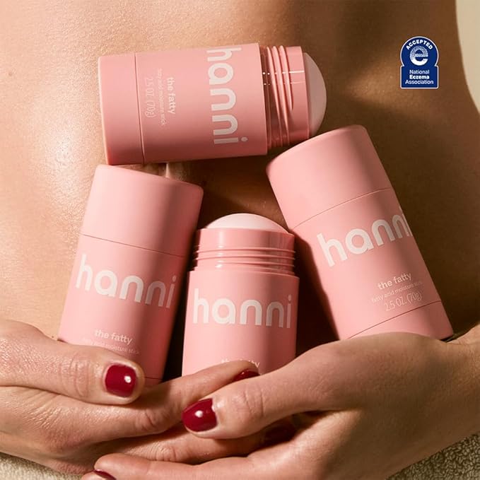 HANNI Fatty Body Moisturizer Stick with Fatty Acids, Travel Size Friendly Solid Lotion for Plumping and Hydration, Fragrance-Free and Safe for Sensitive Skin, 2.5 oz (Pack of 2)