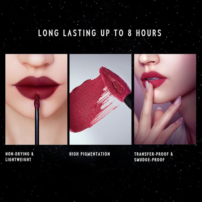 NEBULA VELVET LIP CREAM-Long Lasting Lip Stain, Waterproof and Transferproof Lip Tint, Matte Finish, Smooth Out Lip Lines, Lightweight & High Coverage, Stocking Stuffers (07 MILKY WAY)