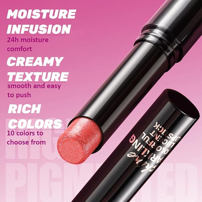 Nude Orange Metallic Lipstick for Women,Lightweight Comfortable Non-Drying Shimmer Frosted Lipstick,Glitter Lip Gloss Stain Long Lasting Waterproof Smudge Proof 24 Hour Full Coverage Lip Makeup,Vegan