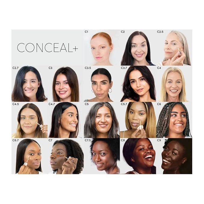 Fitglow Beauty Conceal+ | Vegan Full Coverage Concealer Skincare with Vitamin K + Green Tea | Corrects Dark Circles, Blemishes & Redness | Non-Creasing, Natural Finish | C6-6g