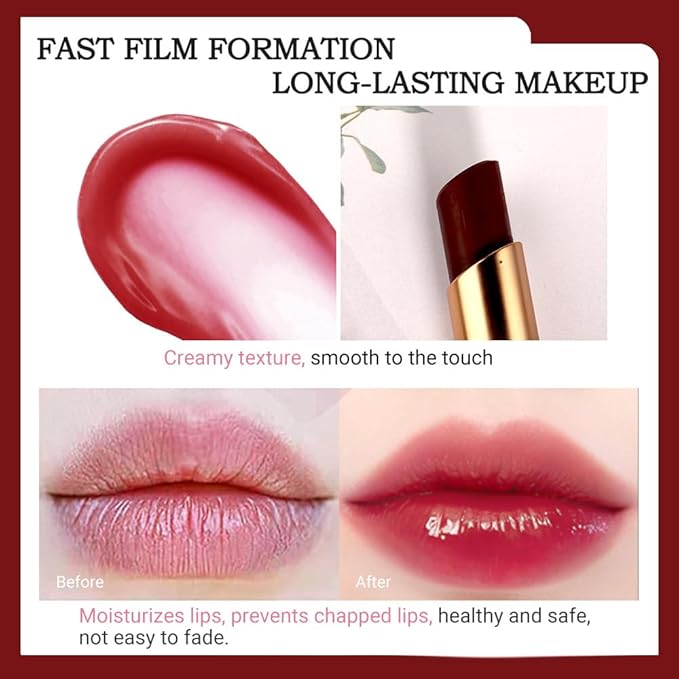 BINGBRUSH Peach Color Changing Lipstick,Moisturizer Long Lasting Lip Care Lip Balm Magic Lip Gloss Lip Tint Stain Gloss Set for Women (1pc Cherry)