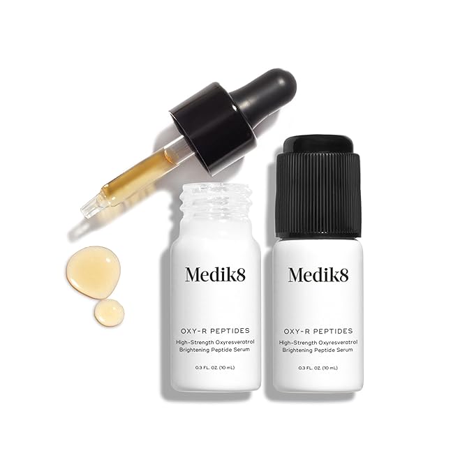 Medik8 Oxy-R Peptides Serum - Dark Spot Corrector With Twin Peptides - Face Serum For Women and Men - Gentle on Sensitive Skin - Gluten Free - 0.3 oz