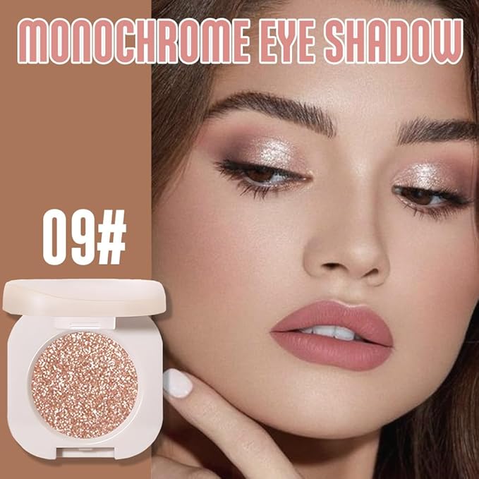 2Pcs Glitter Shimmer Sparkle Eyeshadow Palette Makeup For Mature Women, Light Brown Pearl White Glitter Shimmer Metallic Holographic Multichrome Cream Iridescent Single Monochrome Eye Shadow Makeup