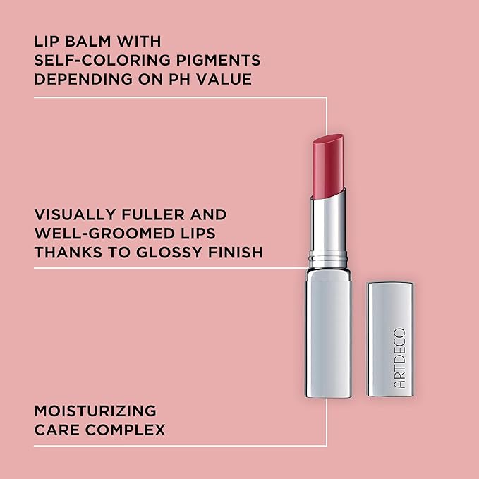ARTDECO Color Booster Lip Balm in rose - nourishing lip balm with color-adapting pigments - lip plumper with spearmint flavor - prevents dryness & chapping - lip care with kernel oil - 0.1 Oz
