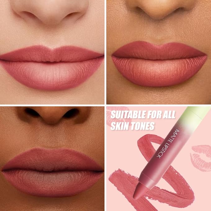 Matte Lip Lipstick Crayon Lip Liner Thick Pencil, High-Pigment Outline lips, Non-sticky Matte Velvet Texture, Waterproof & Smudge-Proof Longwear Pigmented, Fit for all tones 03#