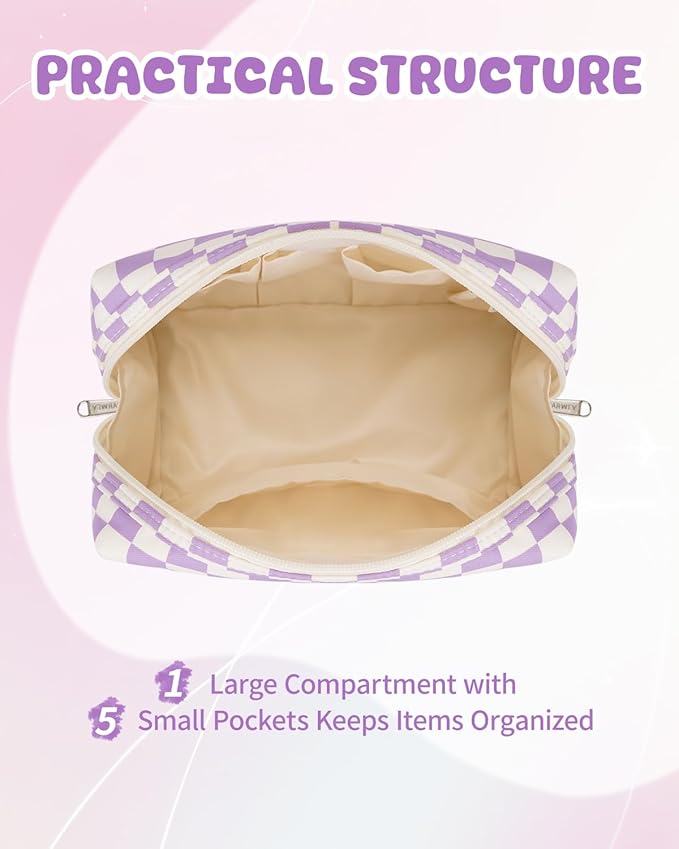 Narwey Birthday Gifts for Women Teen Girls Kids Personalized Initial Makeup Bag Monogram Preppy Cosmetic Bag Trendy Stuff 6 8 10 11 12 13 14 16 18 Years Old Travel Toiletry Bag (Purple Letter H)