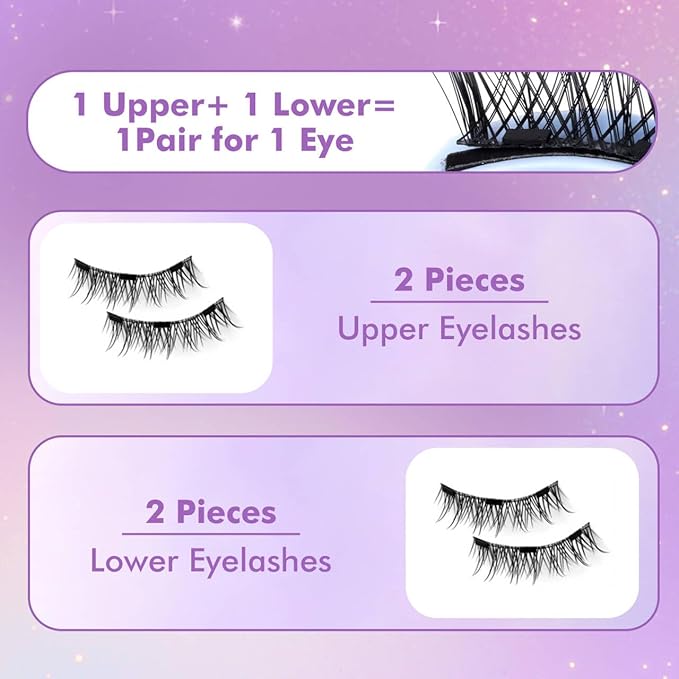 Hunnyfit Magnetic Lashes, Magnetic Eyelashes with Applicator, Magnetic Eyelashes Natural Look,Reusable Magnet Lashes No Glue Needed Soft Lashes Kit(Simple)
