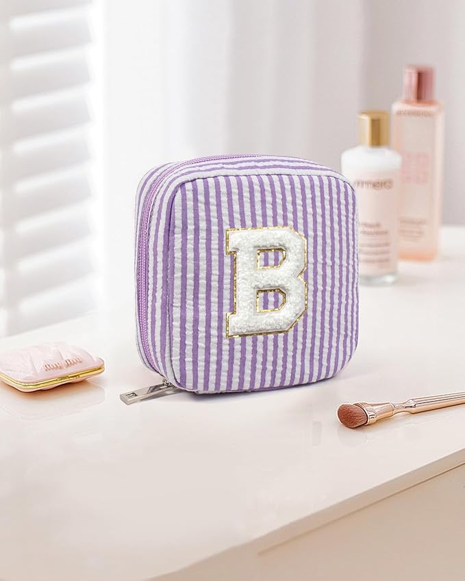 LETGO Bridesmaid Gifts for Women - Cute Purple Makeup Bag for Women Friends | Make Up Cosmetic Travel Toiletry Bag for Bride Maid Matron of Honor Bridal Shower Personalized Bachelorette Gift