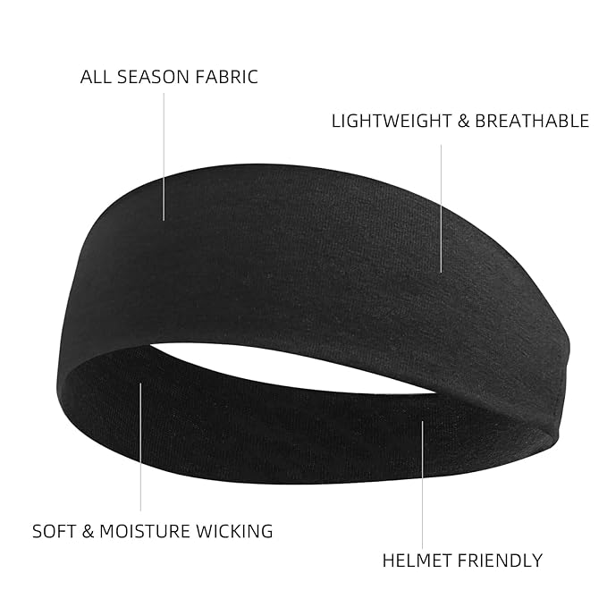 Elastic Headbands 16 Pack - Women's Soft Fabric Non-Slip Sweat Bands for Yoga, Running, Sports, and Hair Accessories - Black White Thick Bands