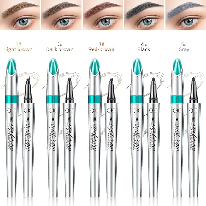 Microblading Eyebrow Pencil, Eyebrow Pen with an Upgrade Micro-Fork Tip Applicator, Waterproof Microblading Brow Pen,Last All Day, Brow Pencil for Natural Looking Brows Makeup (Black)