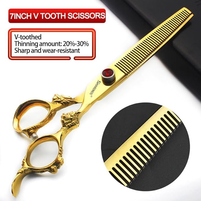 Professional Hair Clipper Set - 6/7/7.5/8/9-inch Stainless Steel Sharp Blades for Hairdressers (7 inch-2pc-A)