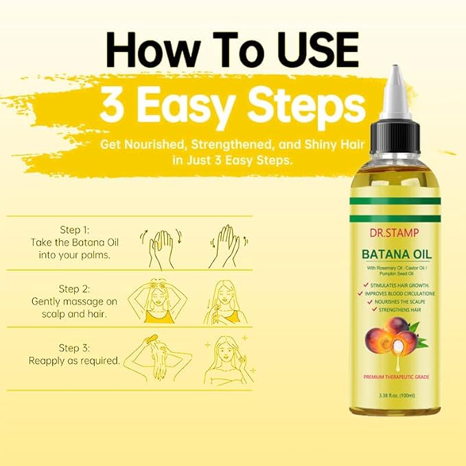 Batana Oil for Hair Growth & Scalp Care – 4-in-1 Liquid Batana Oil with Rosemary, Castor & Pumpkin Seed Oil – Strengthens, Moisturizes & Revitalizes Dry, Damaged Hair (1 Pack)