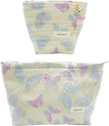 2 Pcs Makeup Bags, Large Cosmetic Bag Travel Toiletry Bag Organizer for Women, Embroidery Craft, Floral Makeup Bag Small Cosmetic Pouch Purse with Zipper Gifts for Girls Teen